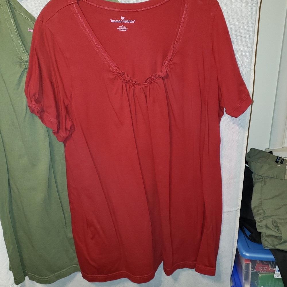NWOT 1X Women Within  SHORT SLEEVE BLOUSE red